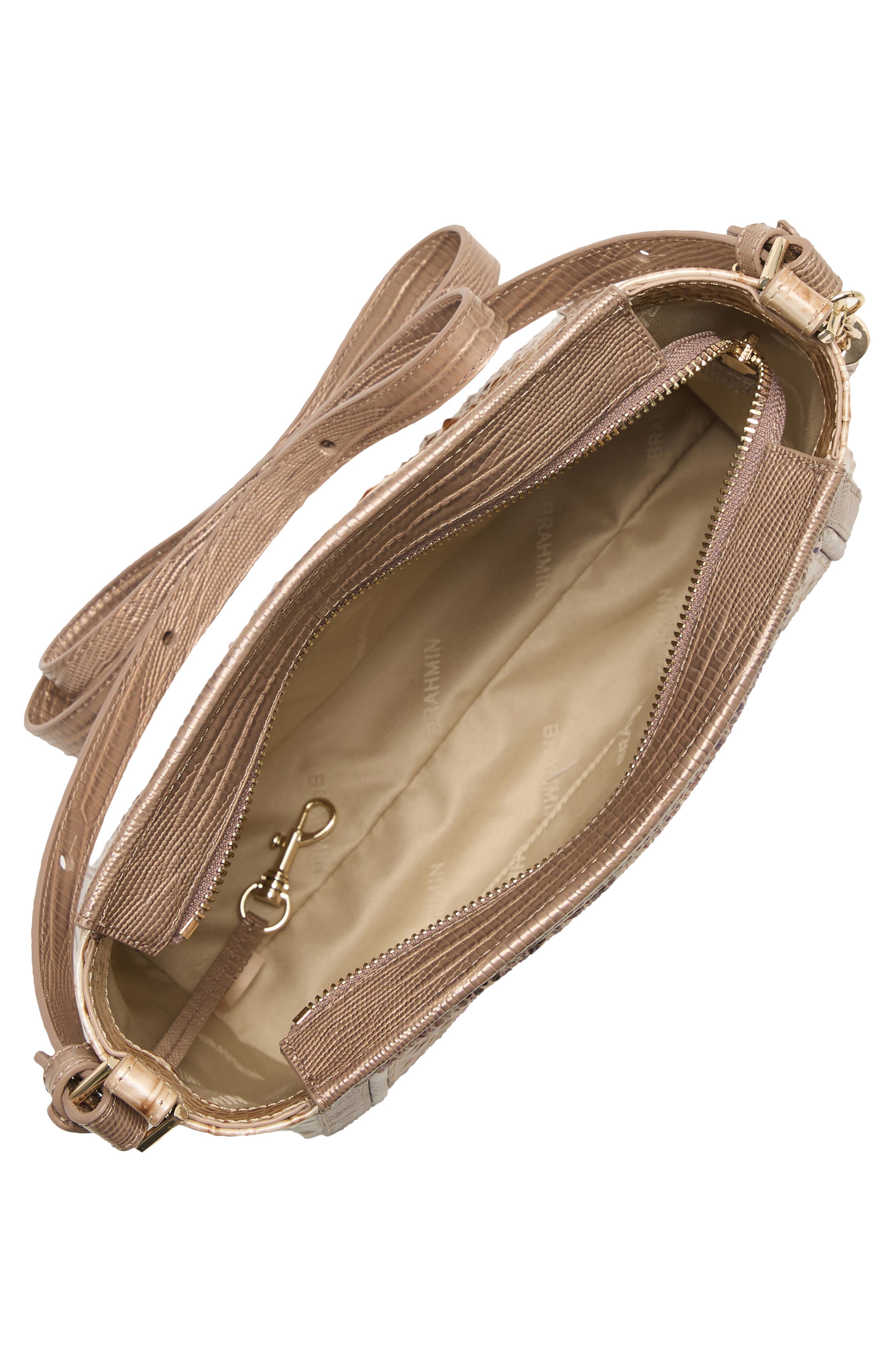 Hillary Croc Embossed Leather Crossbody Bag, Alternate, color, BEIGE MULTI