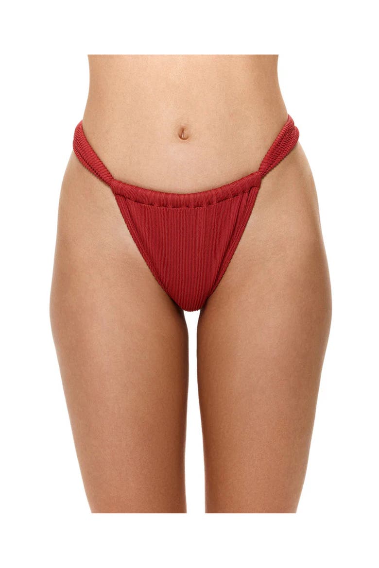 Tubular High Leg Low Rise Bikini Bottom, Main, color, Paprika