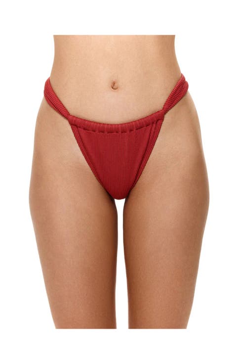 Tubular High Leg Low Rise Bikini Bottom