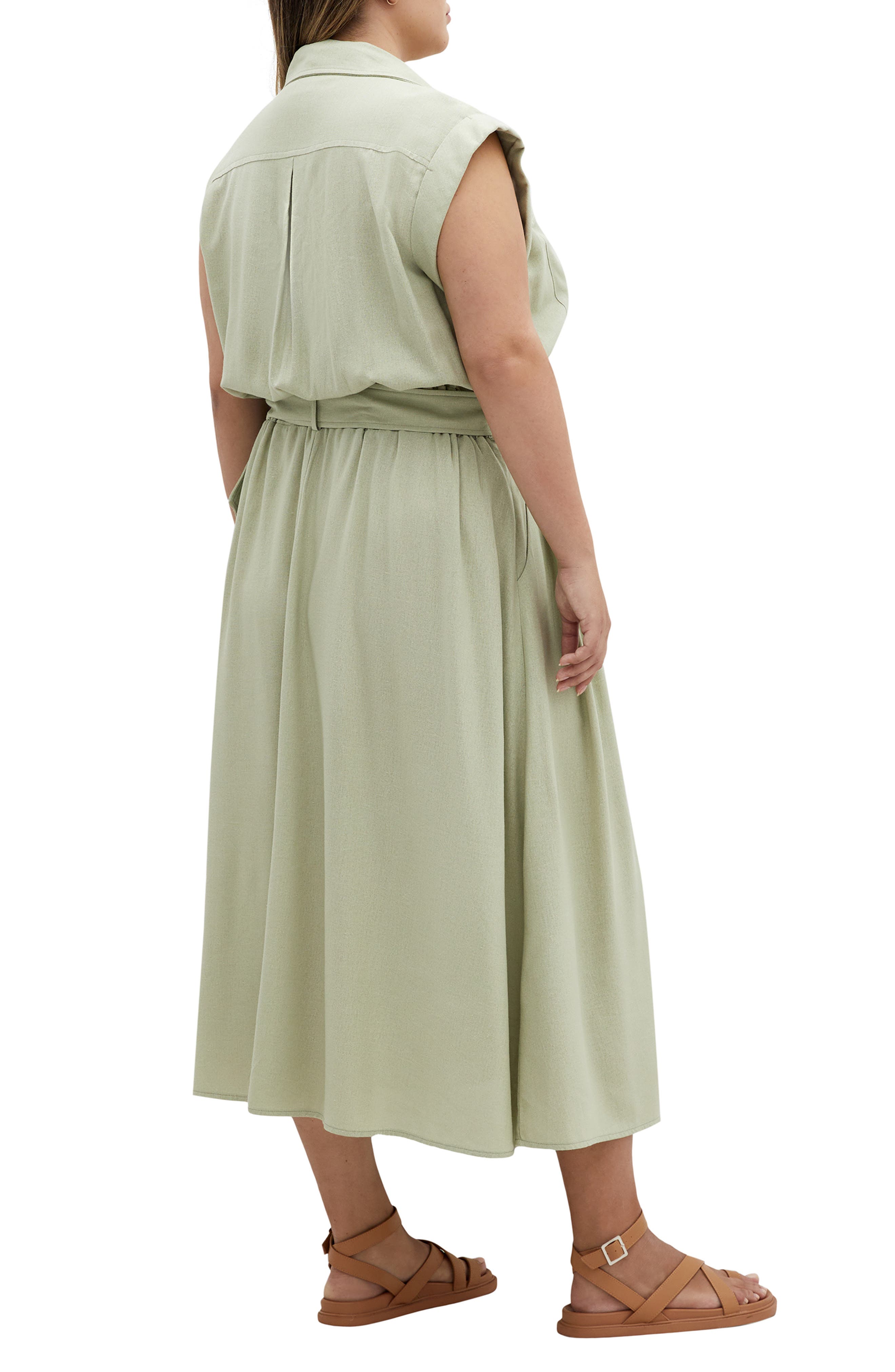 Cap Sleeve Utility Zip Midi Shirtdress - image 2
