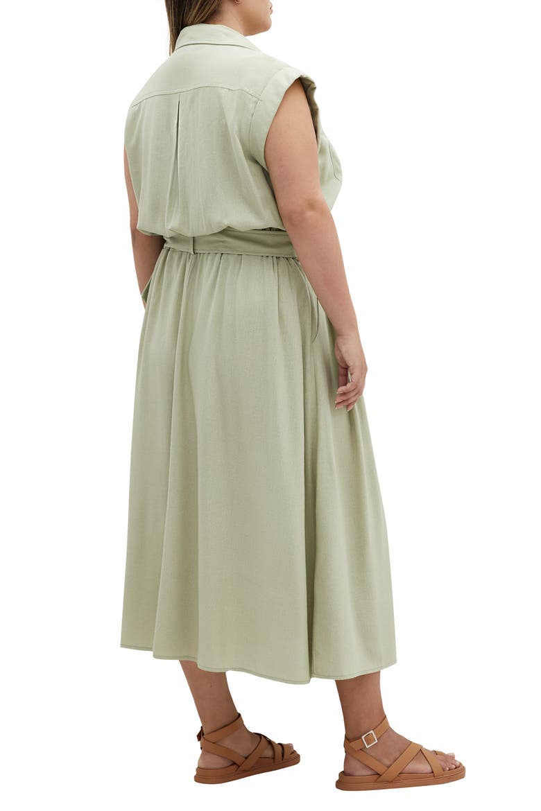 Cap Sleeve Utility Zip Midi Shirtdress, Alternate, color, SAGE