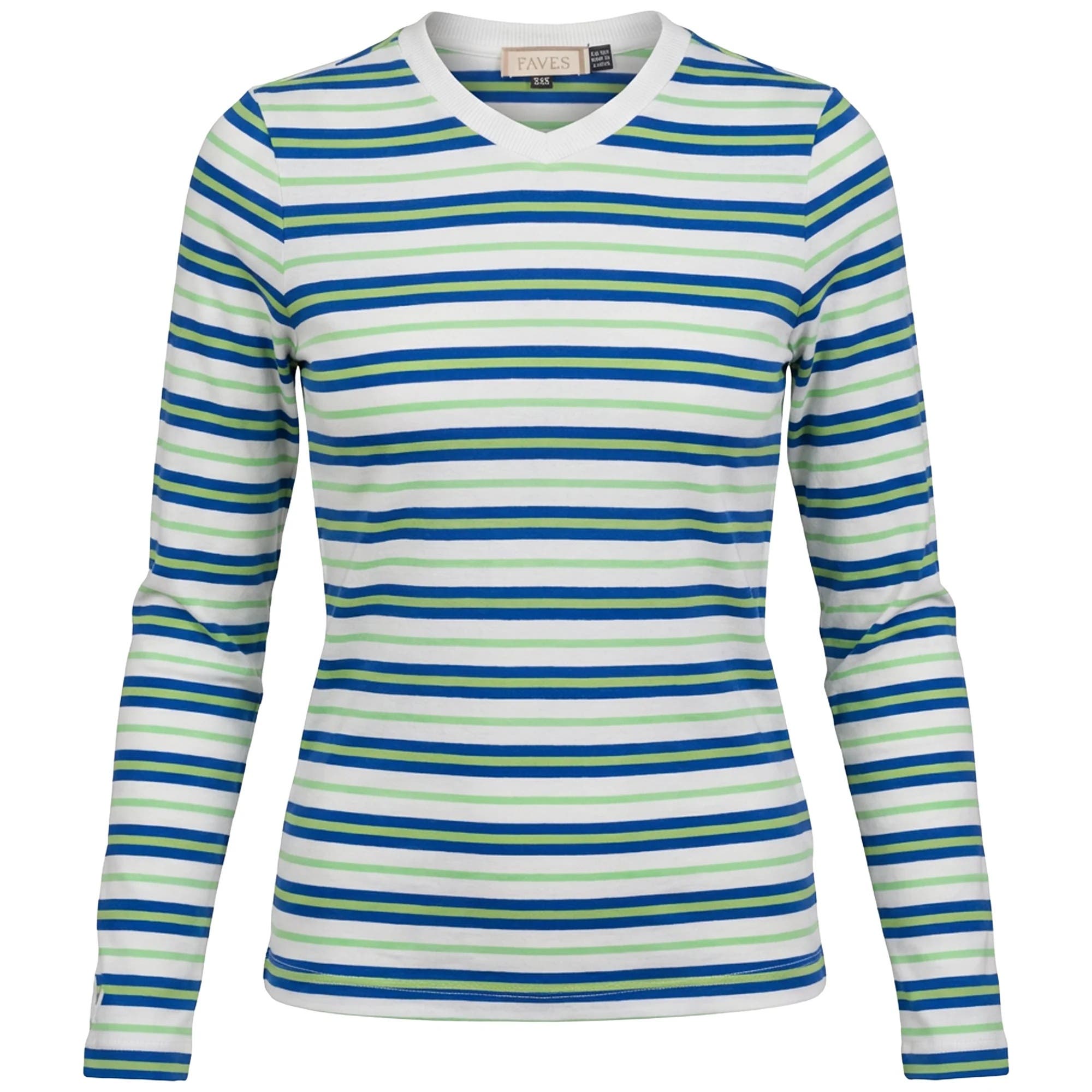 Faves Long Sleeve Ribbed V-neck Tee In Blue