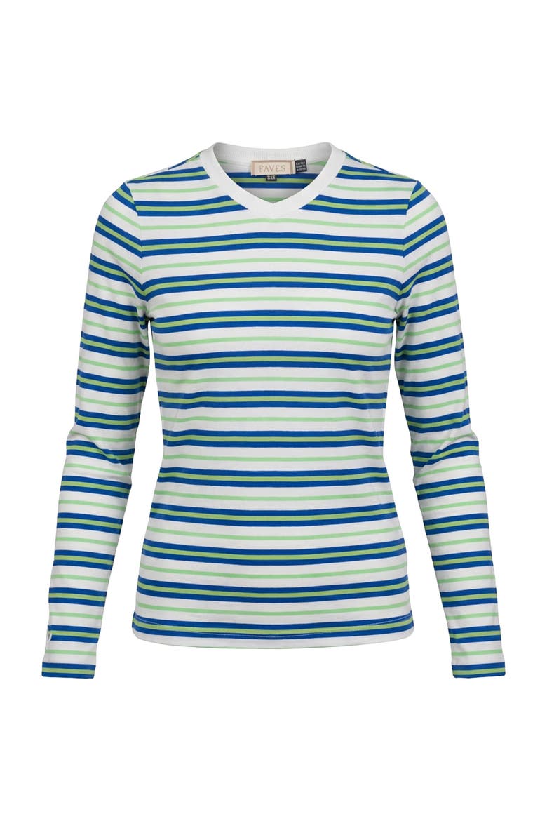 Long Sleeve Ribbed V-Neck Tee, Main, color, Light Sapphire