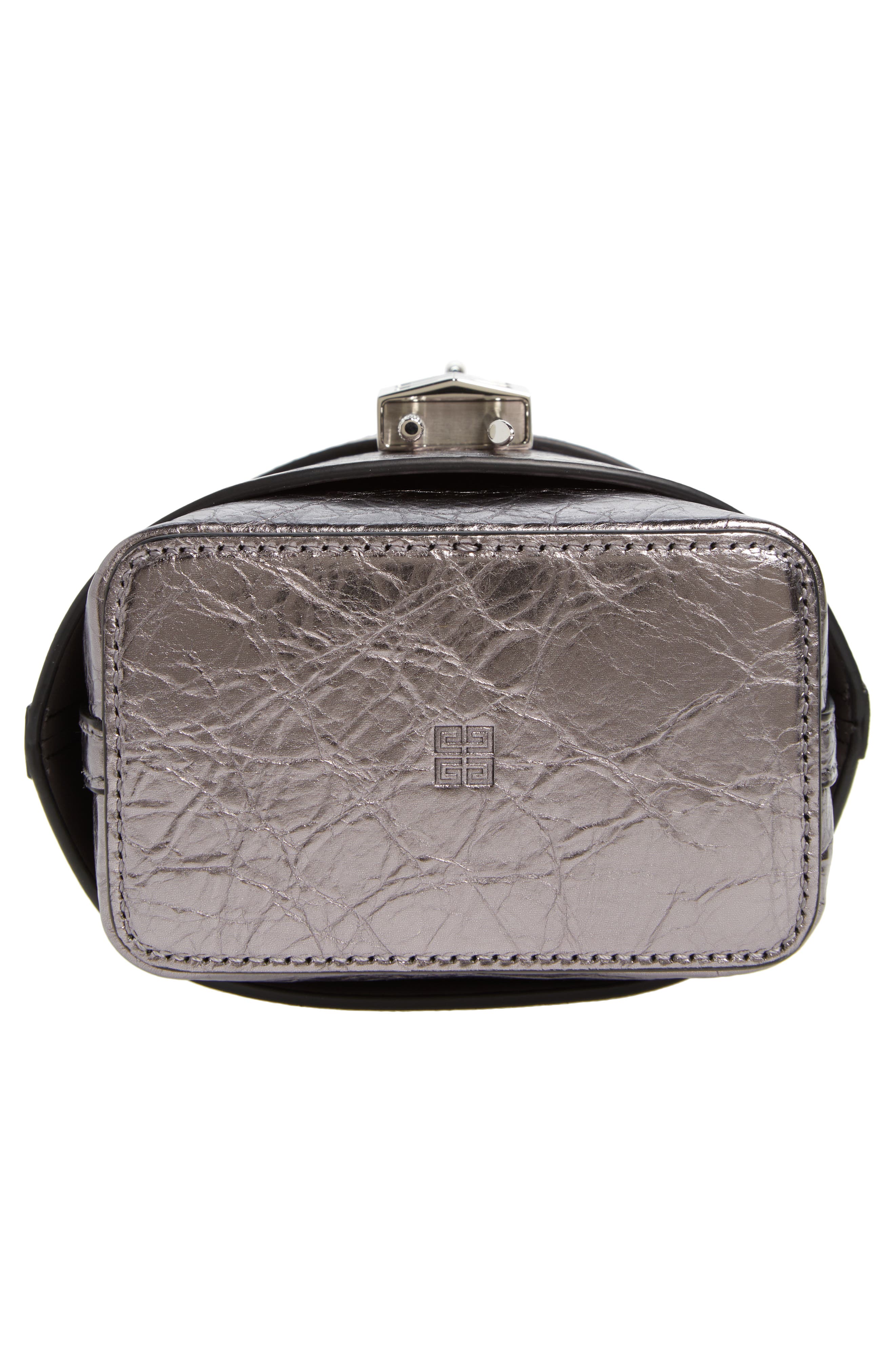 Givenchy Micro Shark Lock Lambskin Leather Bucket Bag, Alternate, color, 