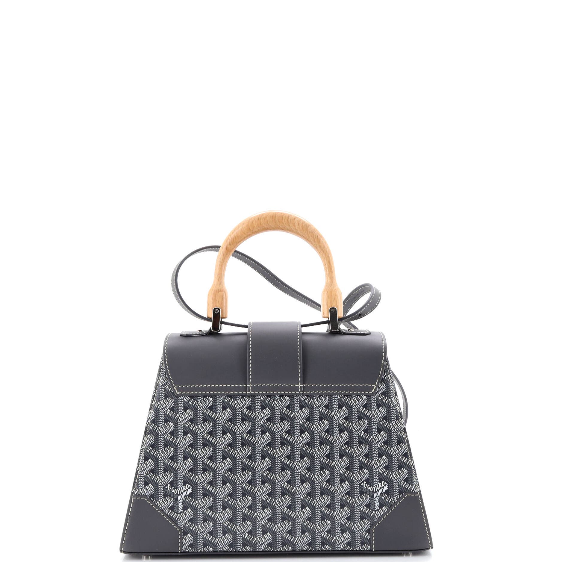 Pre-Owned Goyard Saigon Top Handle Bag Coated Canvas with Leather PM, Alternate, color, Gray