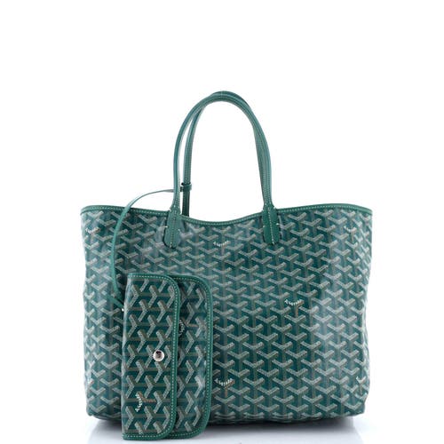 Pre-owned Goyard  Goyard Saint Louis Tote Coated Canvas Pm In Green