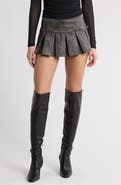 EDIKTED Billi Belted Pleated Faux Leather Miniskort