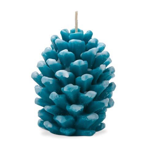 Frosted Pine Cone Turquoise Candle Sculpted Paraffin Wax