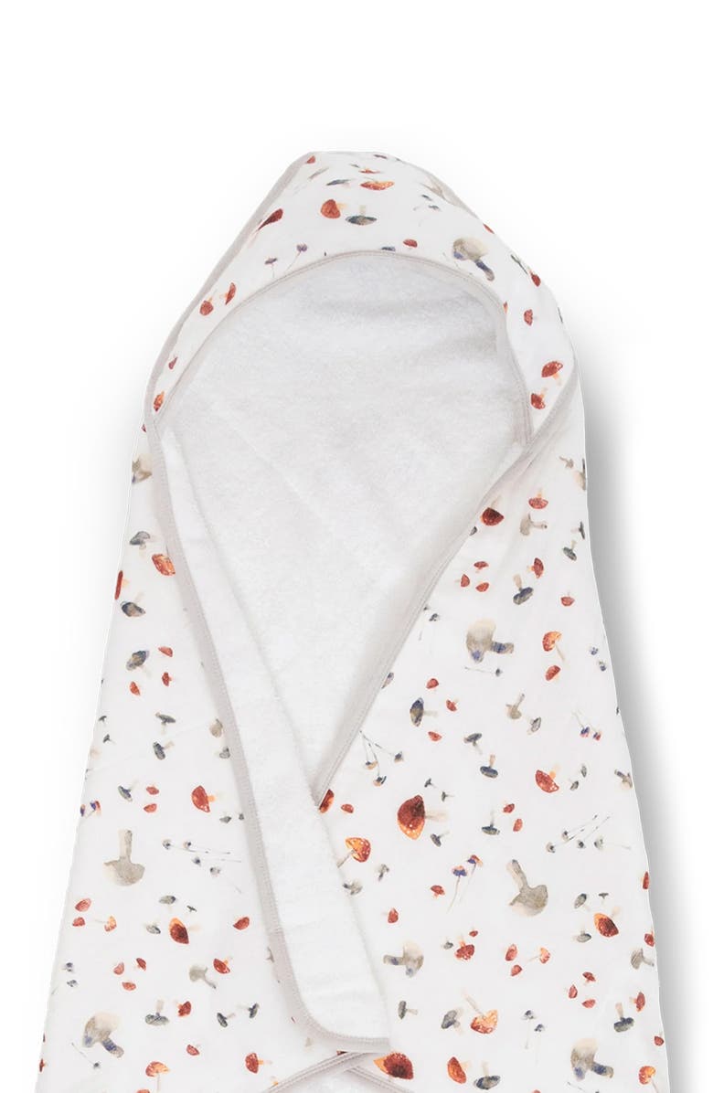 little unicorn Cotton Muslin & Terry Hooded Infant Towel, Alternate, color, Mushrooms
