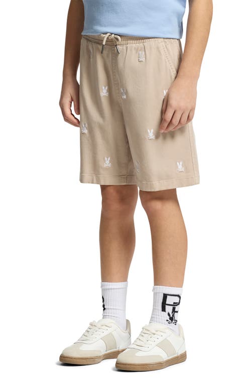 PSYCHO BUNNY PSYCHO BUNNY KIDS' WILLS EMBROIDERED BUNNIES DRAWSTRING SHORTS