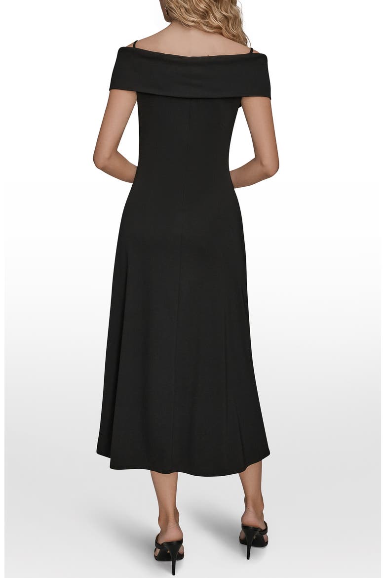 Off the Shoulder Midi Dress, Alternate, color, BLACK