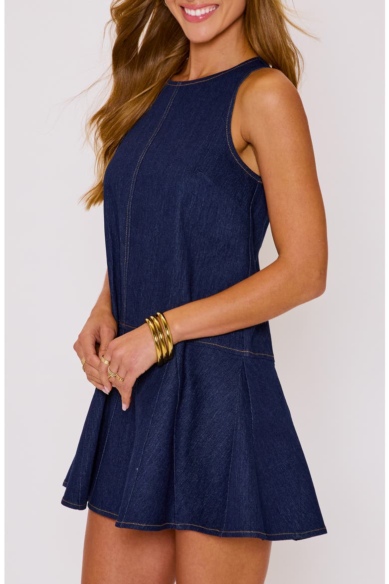 Olivia Denim Fit & Flare Minidress, Alternate, color, DARK WASH