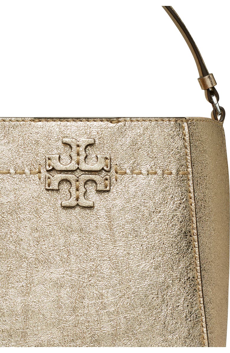 Tory Burch Small McGraw Metallic Leather Bucket Bag, Alternate, color,