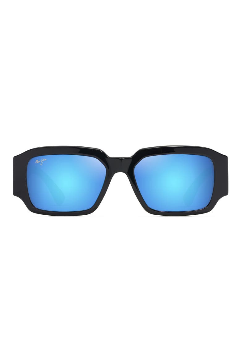 Kupale 55mm Gradient PolarizedPlus2® Rectangular Sunglasses, Main, color, SHINY BLACK
