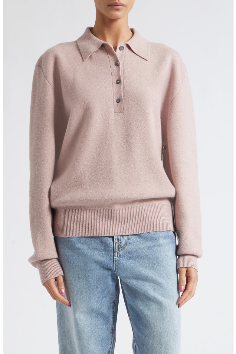 Compact Mouliné Polo Sweater, Main, color, PINK MELANGE