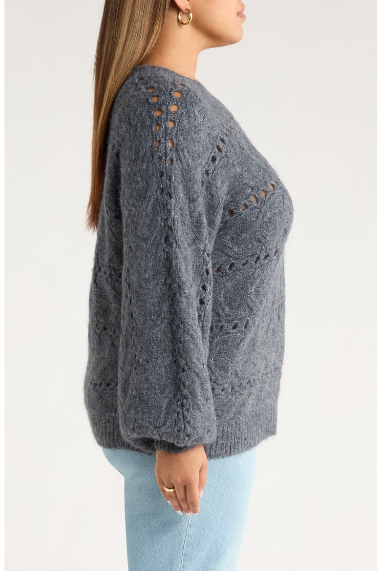 Cable Crewneck Sweater, Alternate, color, NAVY STILL