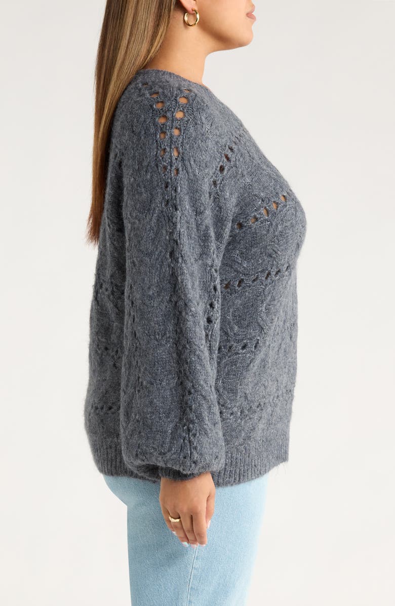 Treasure & Bond Cable Crewneck Sweater, Alternate, color, Navy Still