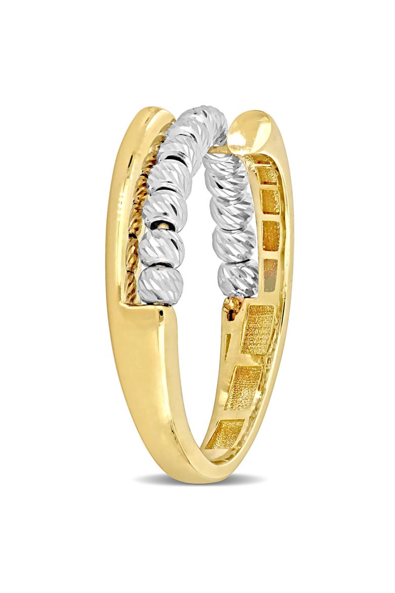 White Beaded Fusion Crossover Ring 14k, Alternate, color, 14k Gold