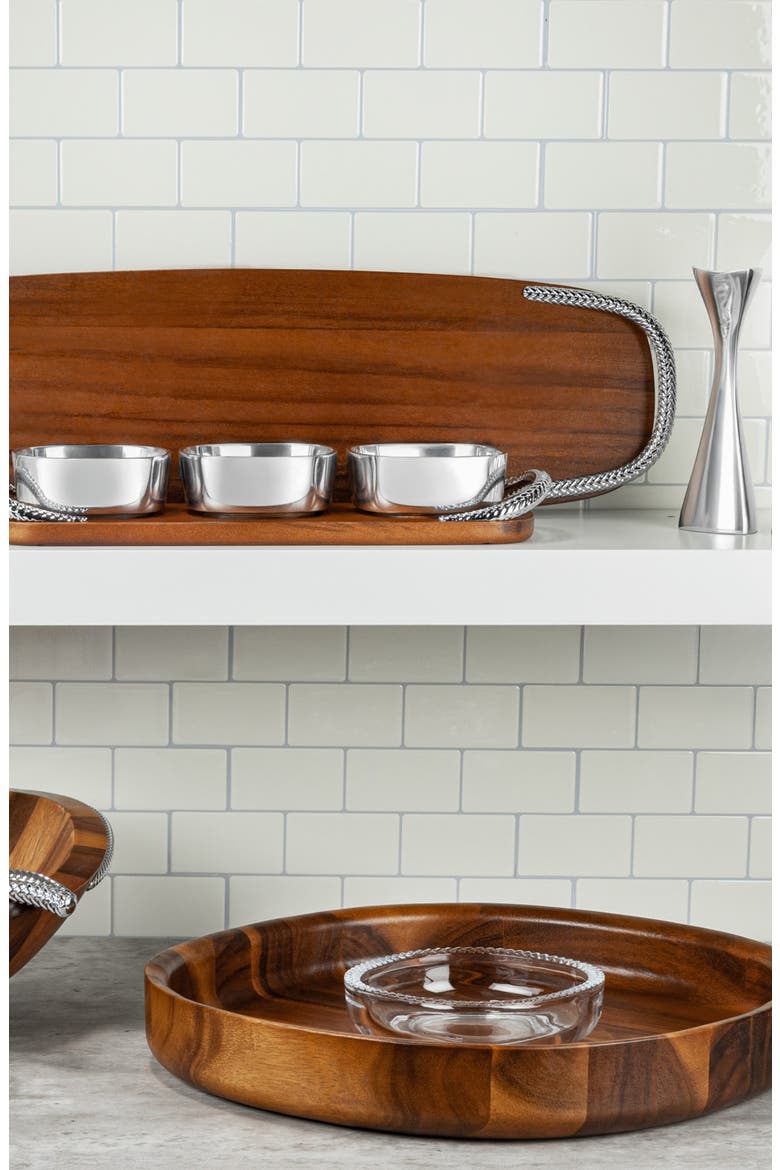 Wood Cheeseboard Tray with Handles, Alternate, color, BROWN