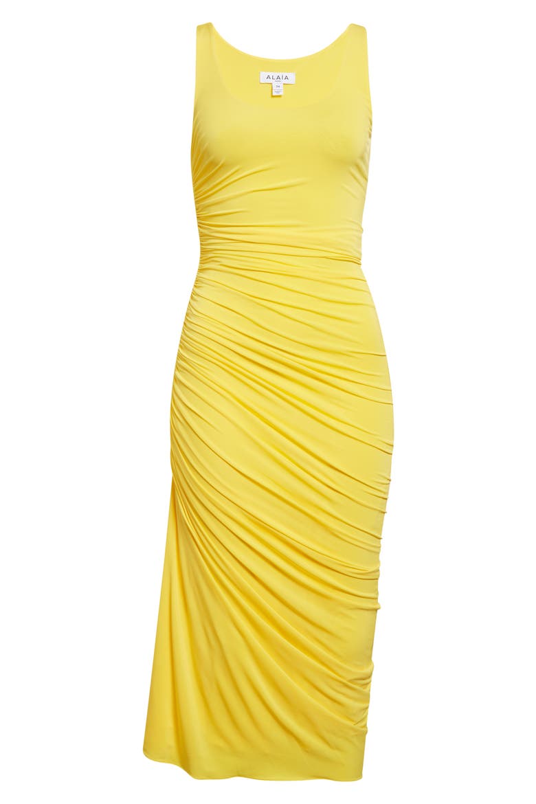 Gathered Jersey Dress, Main, color, JAUNE VIF
