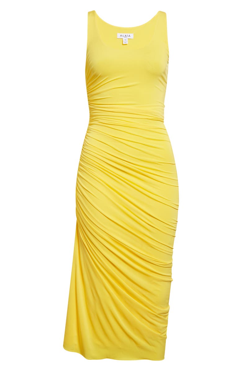 Alaïa Gathered Jersey Dress, Main, color, Jaune Vif
