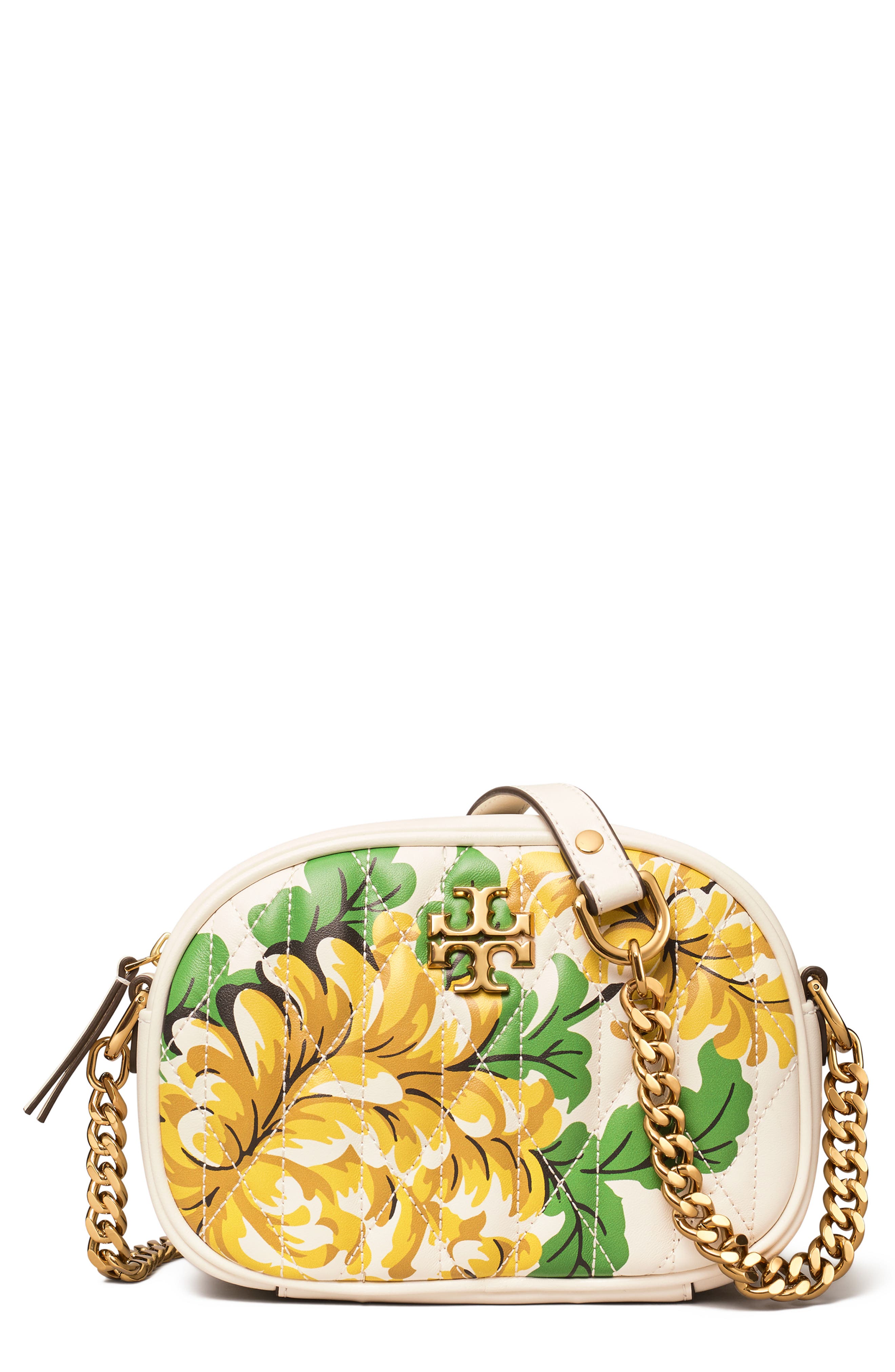 Tory Burch Kira Quilted Floral Leather Crossbody Bag, Main, color, 