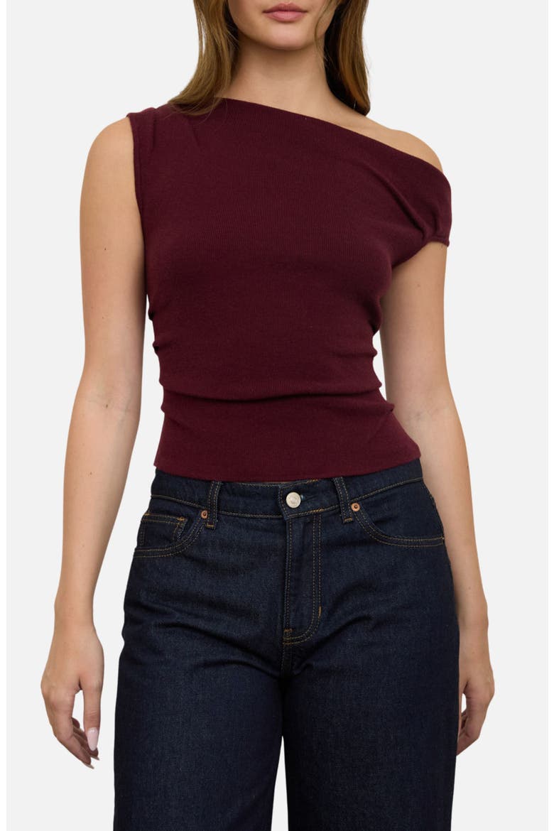 Asymmetrical Rib Top, Main, color, BURGUNDY