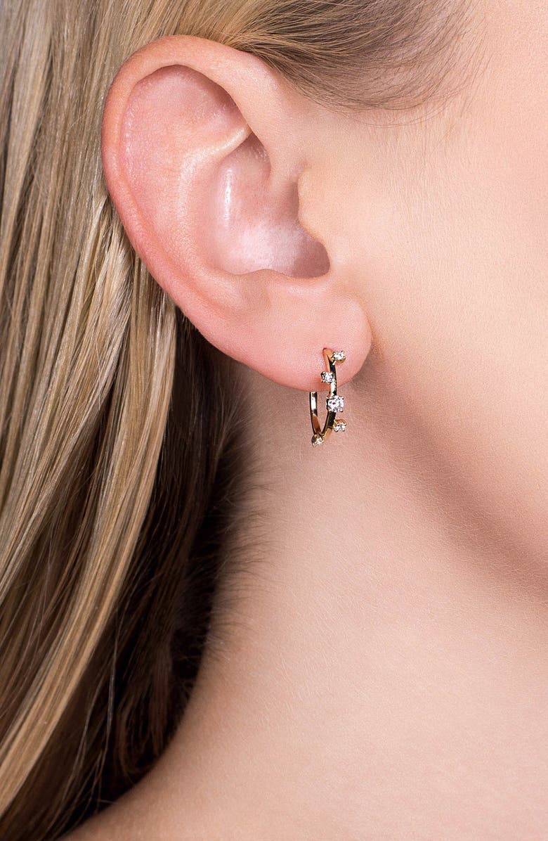 LANA 14K Gold Multi Diamond Hoop Earrings, Alternate, color,