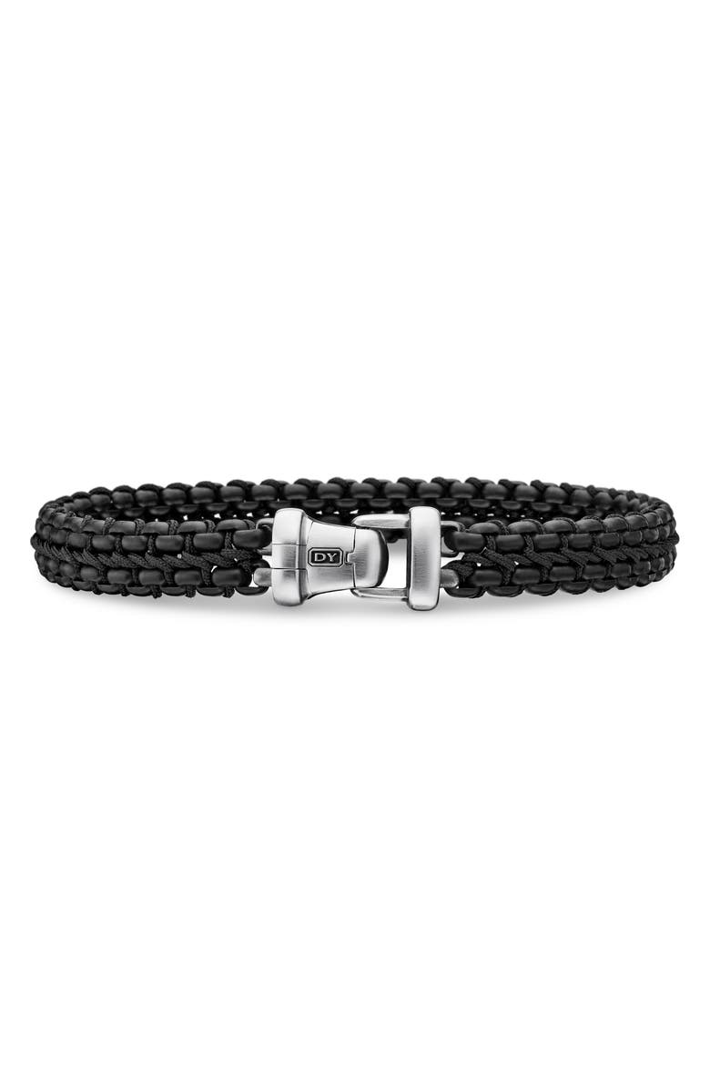 David Yurman Woven Box Chain Bracelet in Sterling Silver with Stainless Steel & Nylon, 10mm, Alternate, color, Black/ Black