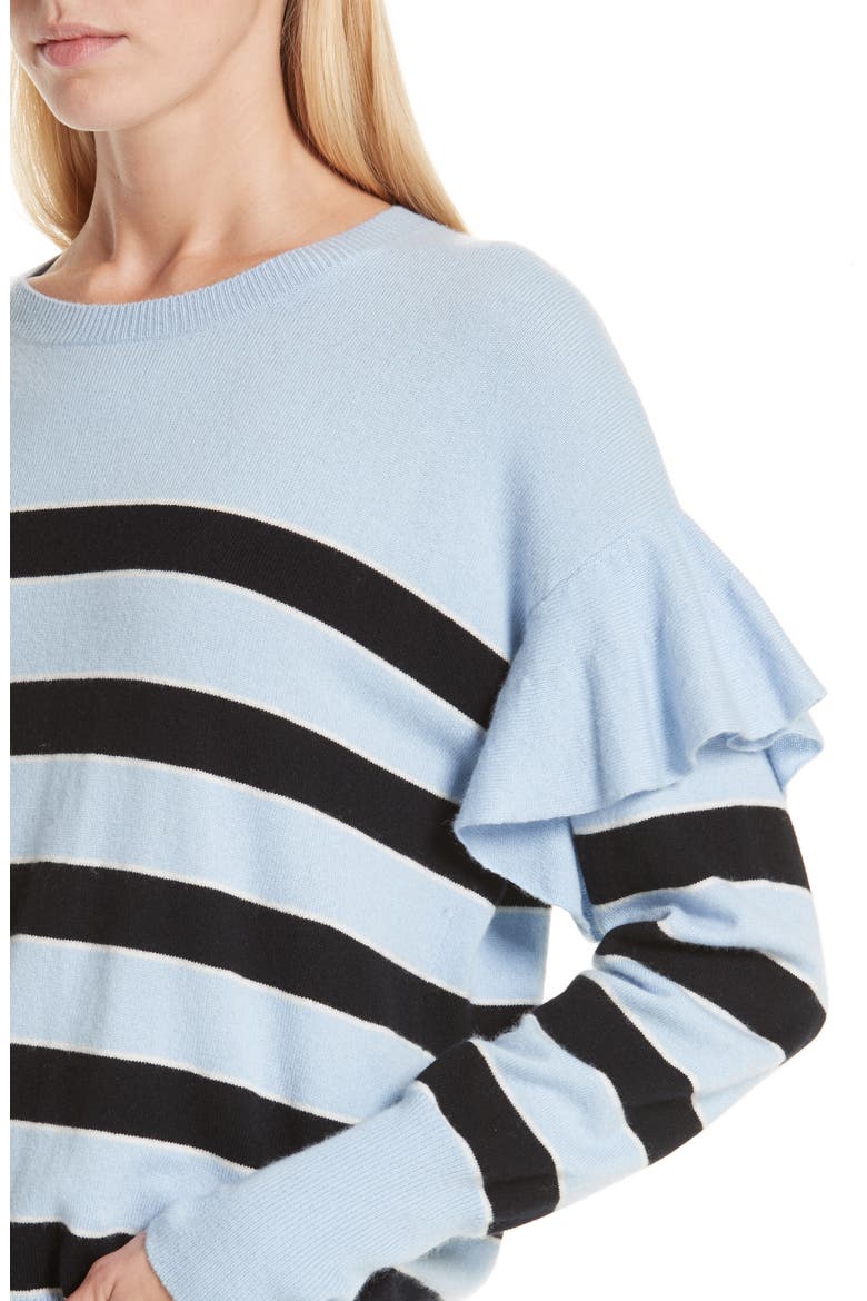Olivia Ruffle Stripe Sweater, Alternate, color, SKY/ BLACK
