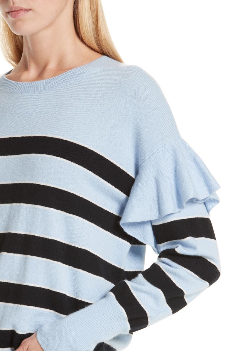 Robert Rodriguez Olivia Ruffle Stripe Sweater, Alternate, color, 
