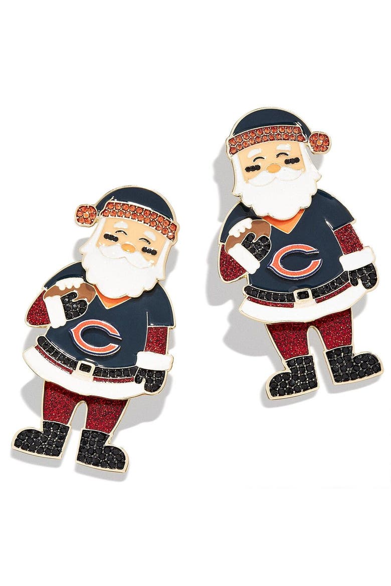 Women's BaubleBar Chicago Bears Santa Claus Earrings, Main, color, Navy