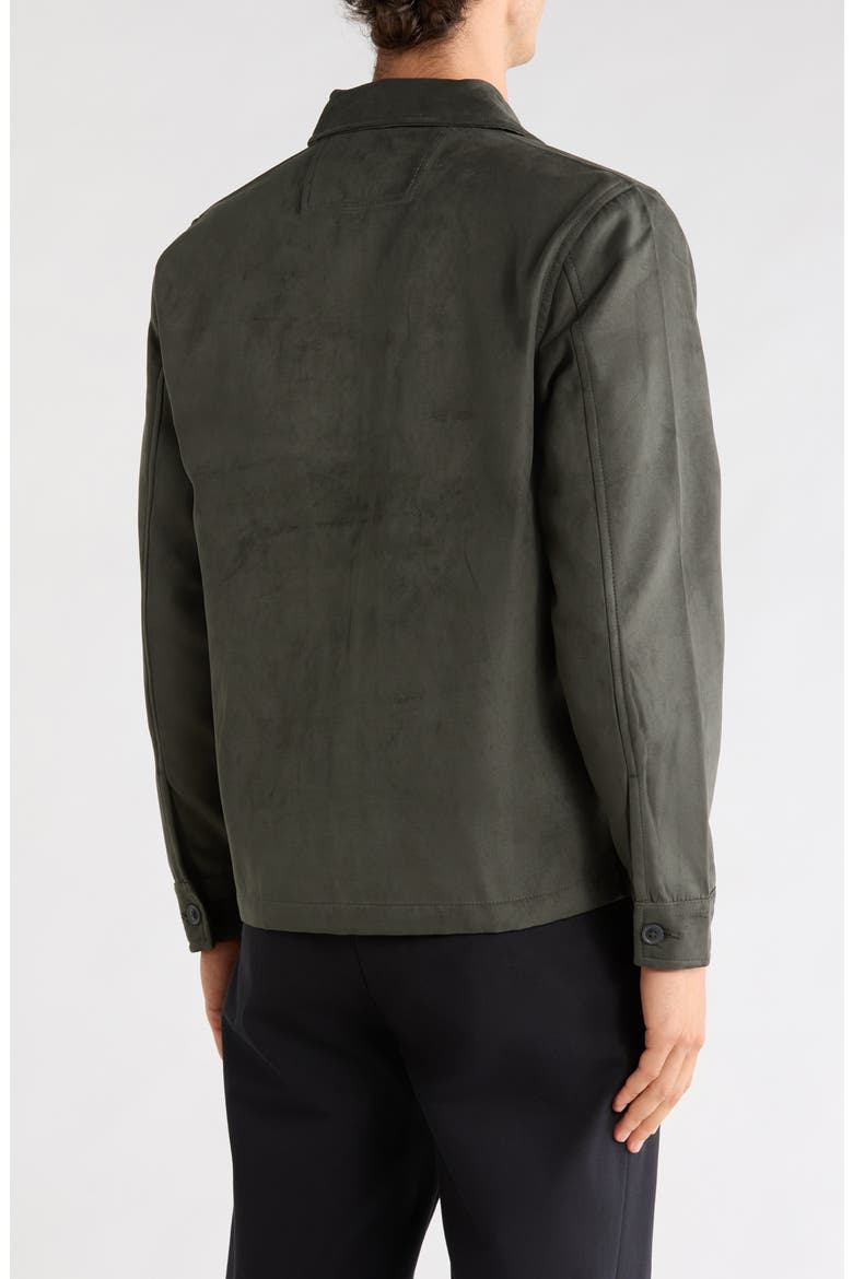 Faux Suede Full Zip Jacket, Alternate, color, DARK OLIVE