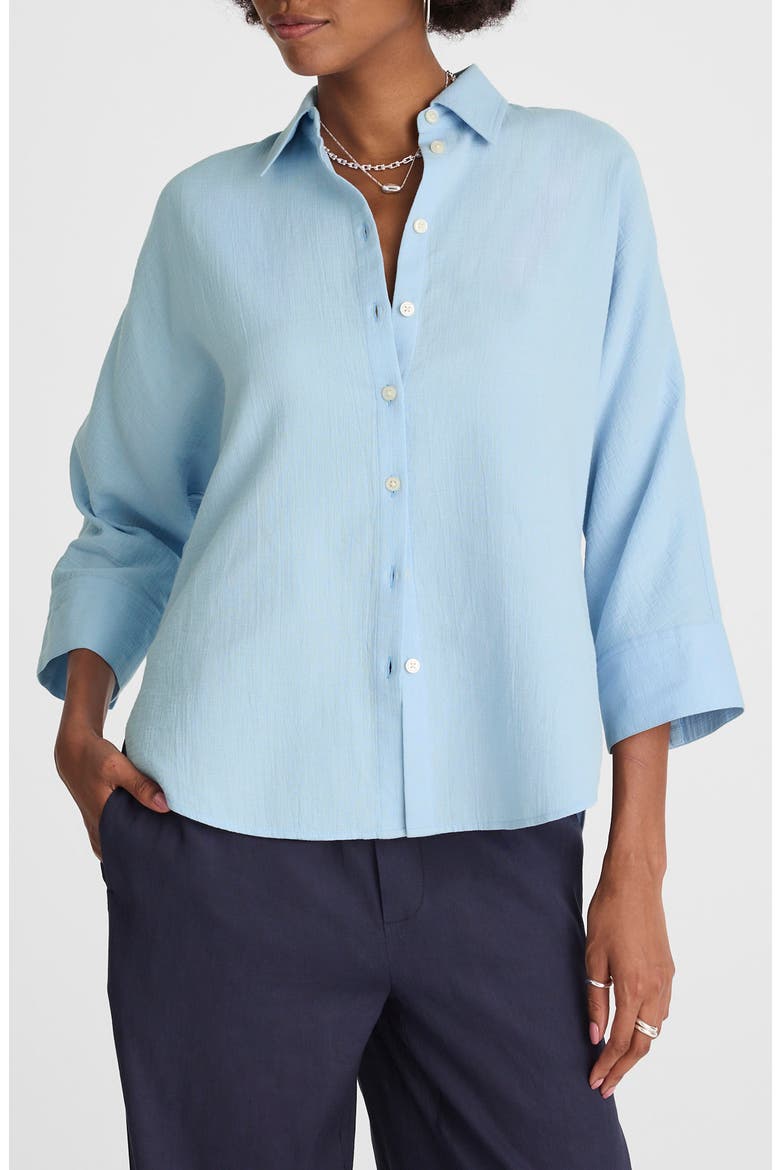 Cotton Double Gauze Oversize Shirt, Main, color, LIGHT POOL