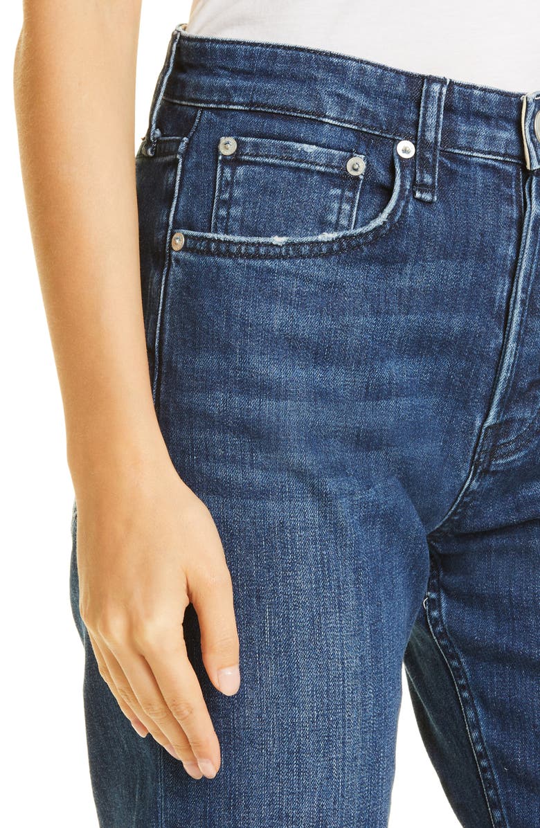 rag & bone Maya Ripped High Waist Ankle Slim Straight Leg Jeans, Alternate, color, Emory