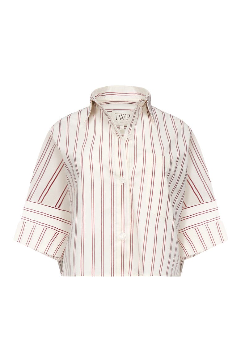 Next Stripe Cotton & Silk Button-Up Shirt, Alternate, color, WHITE / WINE