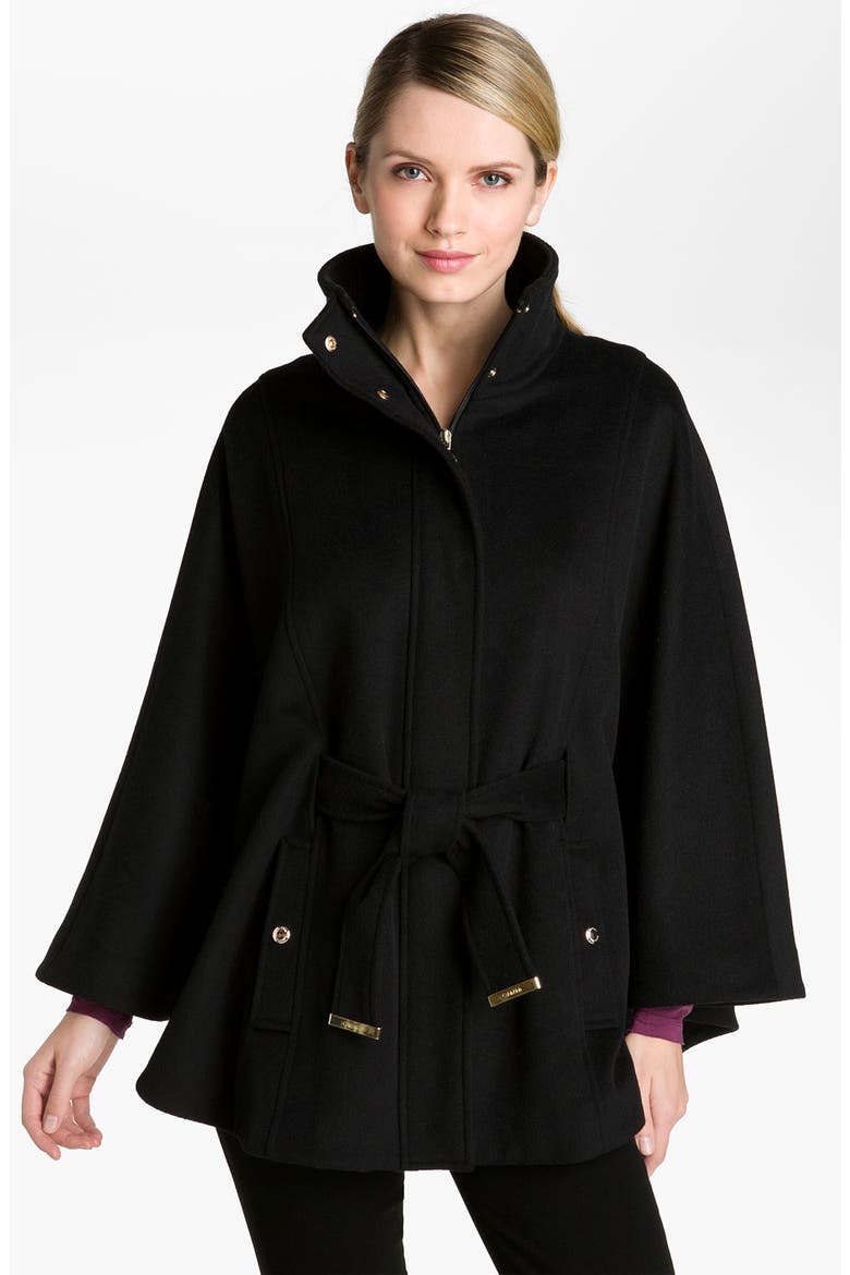 Belted Cape, Main, color, BLACK