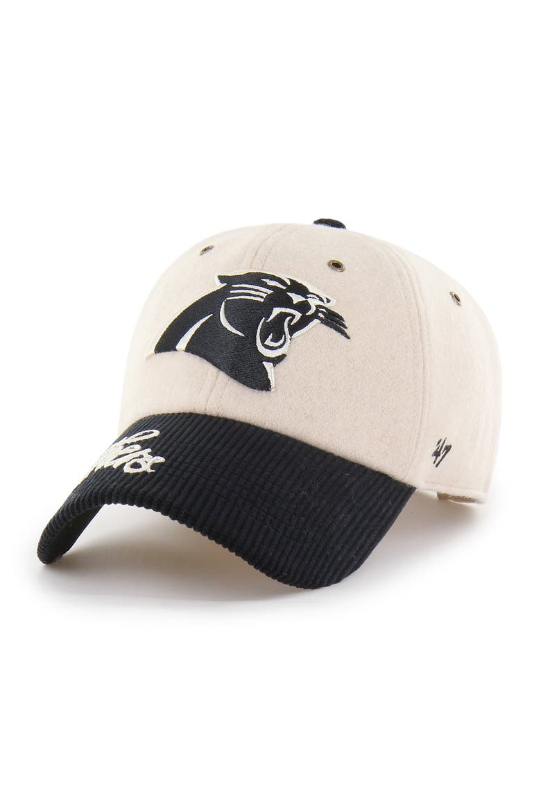 Women's '47 Natural/Black Carolina Panthers Rope Script Clean Up Adjustable Hat, Alternate, color, Natural