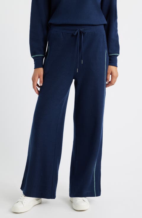 Contrast Stitch Waffle Knit Lounge Pants