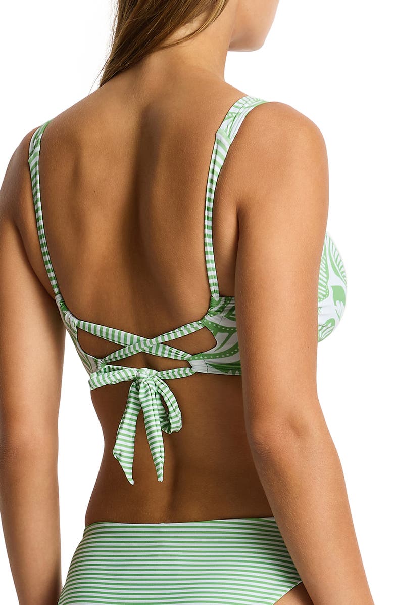 Sea Level Cross Front Tie Back Bikini Top, Alternate, color, Matcha