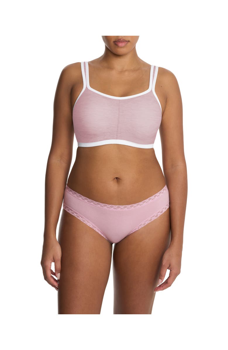 Natori Yogi Convertible Sports Bra, Alternate, color, Pink Velvet Heather/Lght Ivory