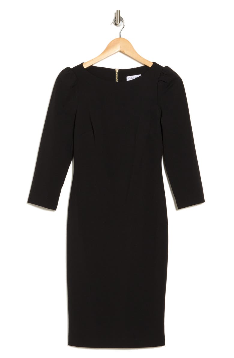 Calvin Klein Three-Quarter Sleeve Scuba Crepe Sheath Dress, Alternate, color, 