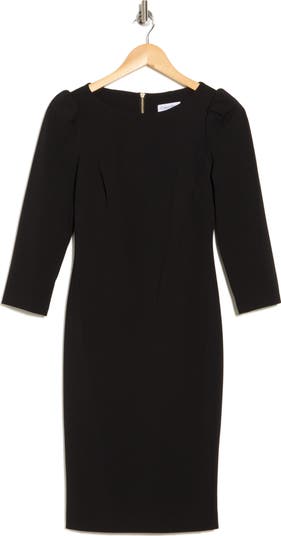 Three-Quarter Sleeve Scuba Crepe Sheath Dress
