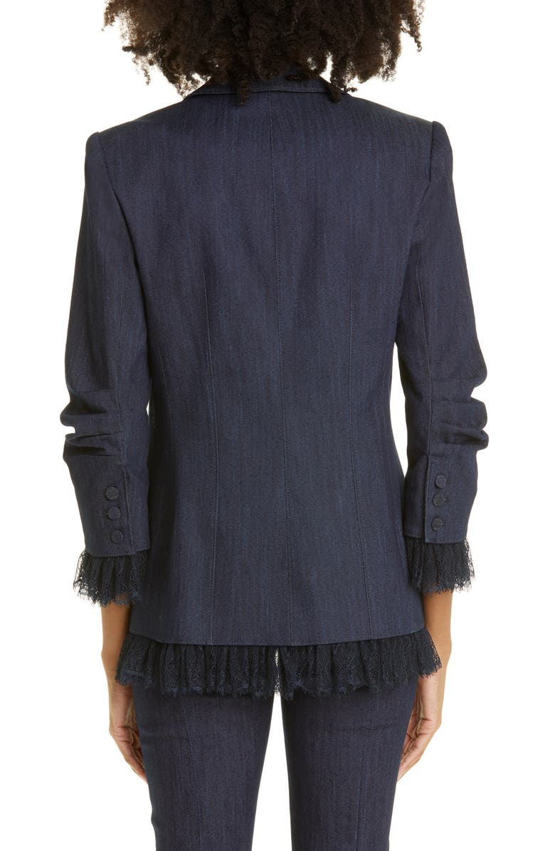 Cinq à Sept Roxie Lace Trim Denim Blazer, Alternate, color, Indigo