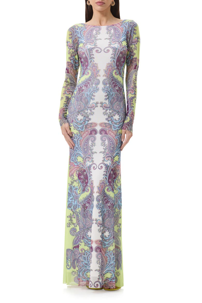 Talmo Long Sleeve Maxi Dress, Main, color, CITRUS PAISLEY