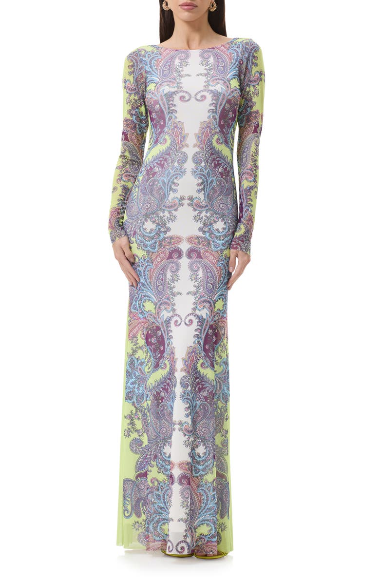 AFRM Talmo Long Sleeve Maxi Dress, Main, color, Citrus Paisley
