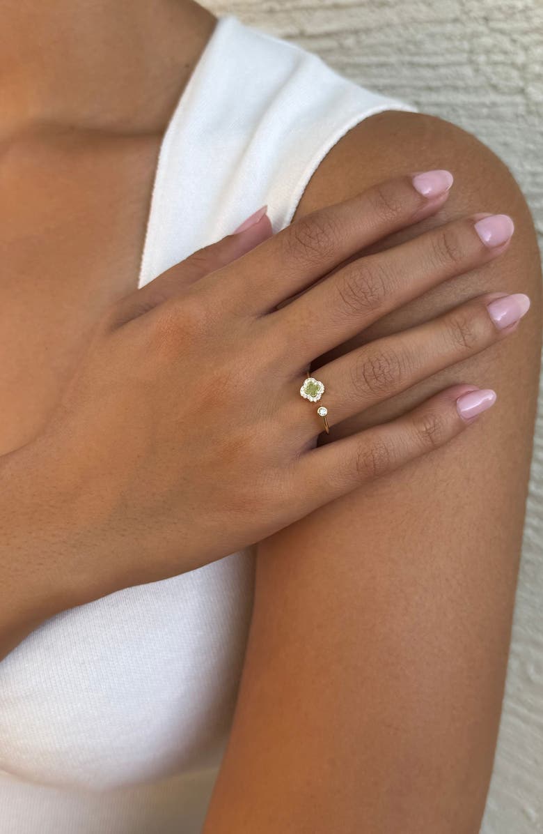 Adornia Cubic Zirconia Clover Open Band Ring, Alternate, color, Gold