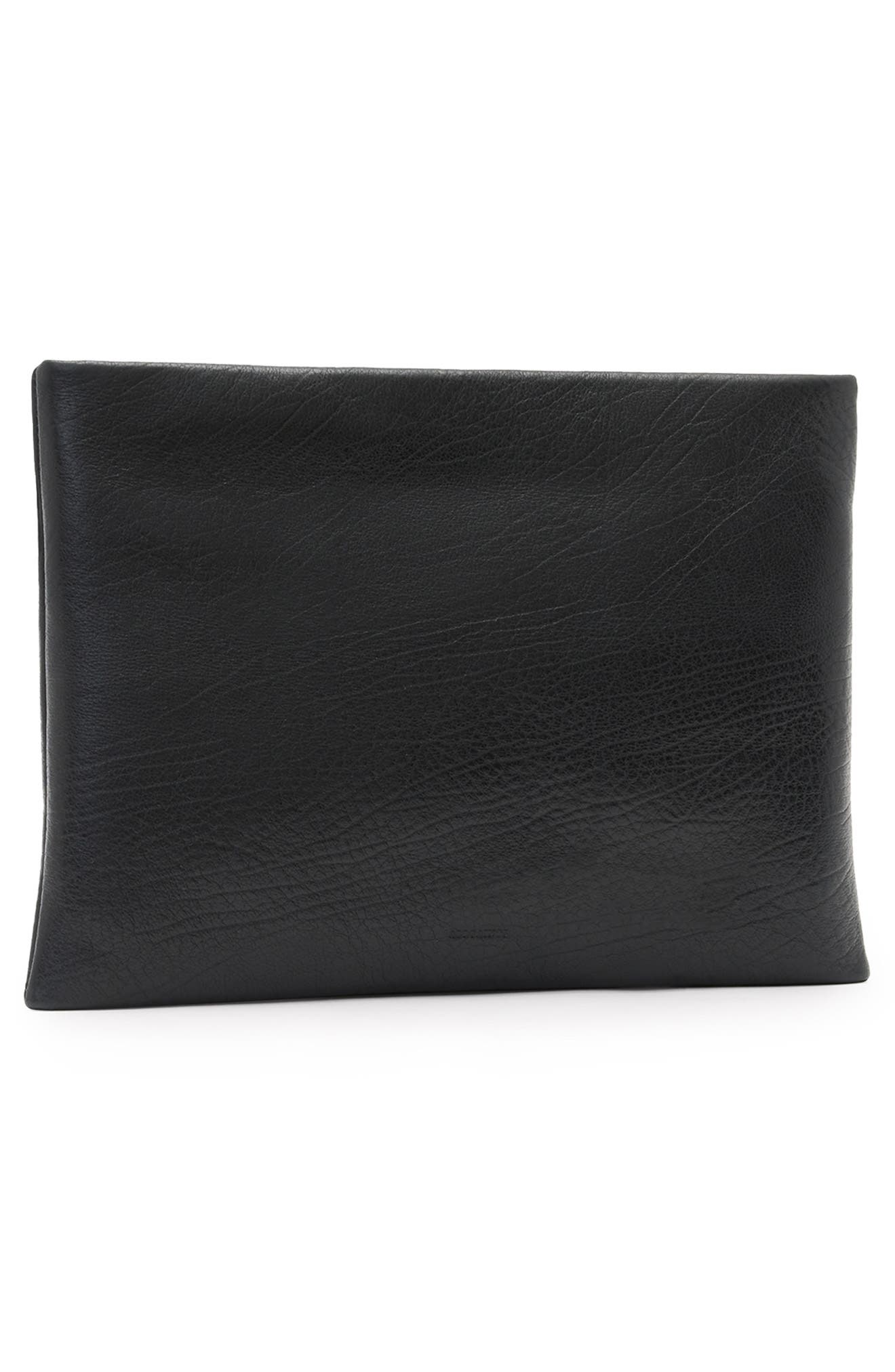 AllSaints Bettina Leather Clutch, Alternate, color, 