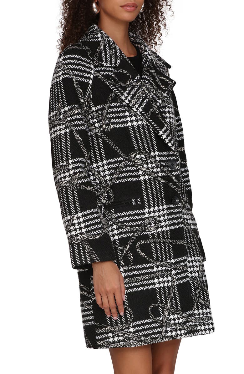 Avec Les Filles Raglan Sleeve Walker Coat, Alternate, color, Black-White Plaid