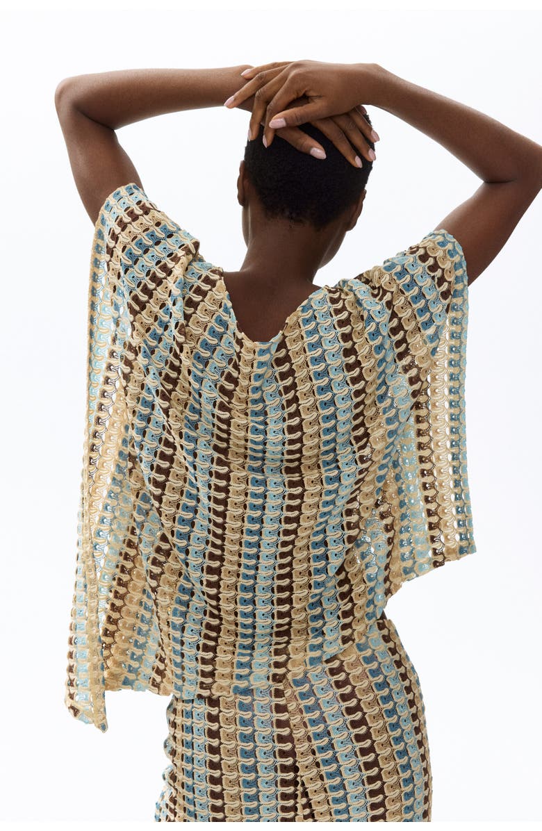 H&M Asymmetric Cape Top, Main, color, Light Beige/Patterned